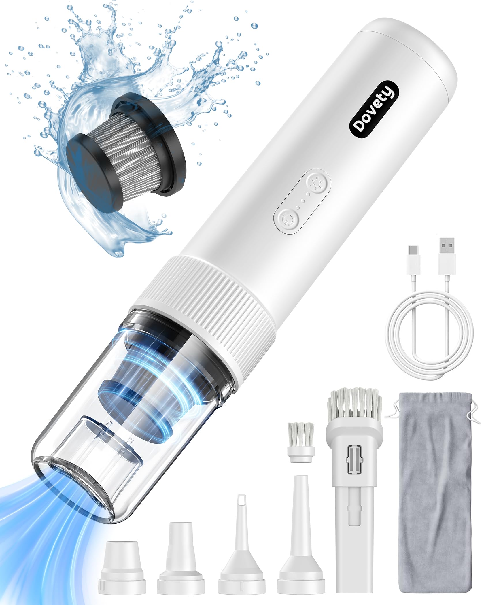 Handheld Car Vacuum Cleaner Cordless - 21000PA Powerful Suction, 5 in 1 Mini Vacuum with LED Light, Small Hand Held Cleaner Up t